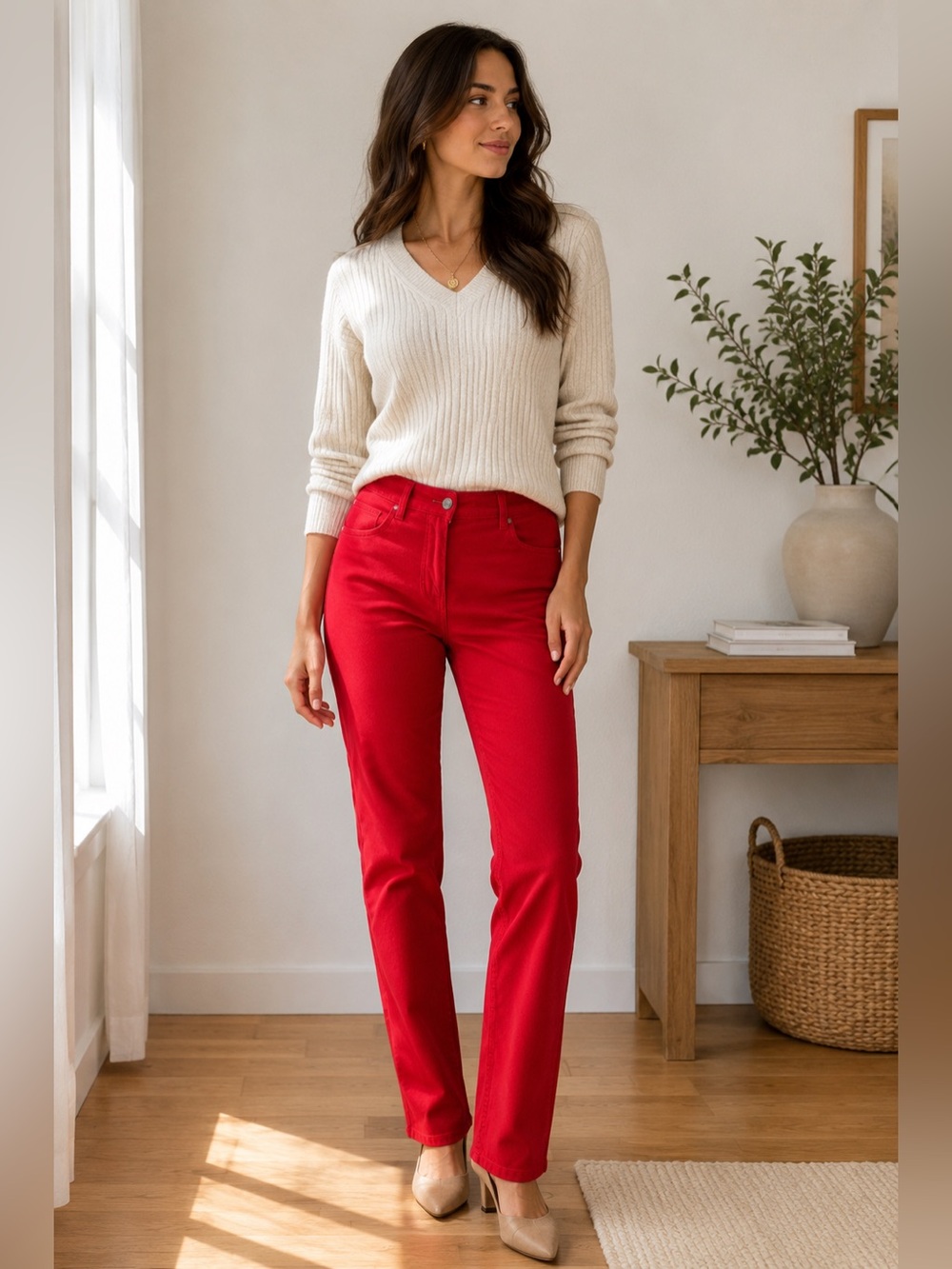 Brooks Brothers Red Corduroy Straight Leg Pants Women’s Size 2 Fits 4 Cotton